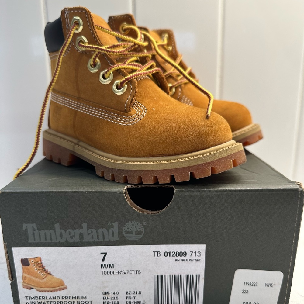 Timberland Toddler Premium Waterproof Ankle Boots Lace Up Brown Size 7M EUC